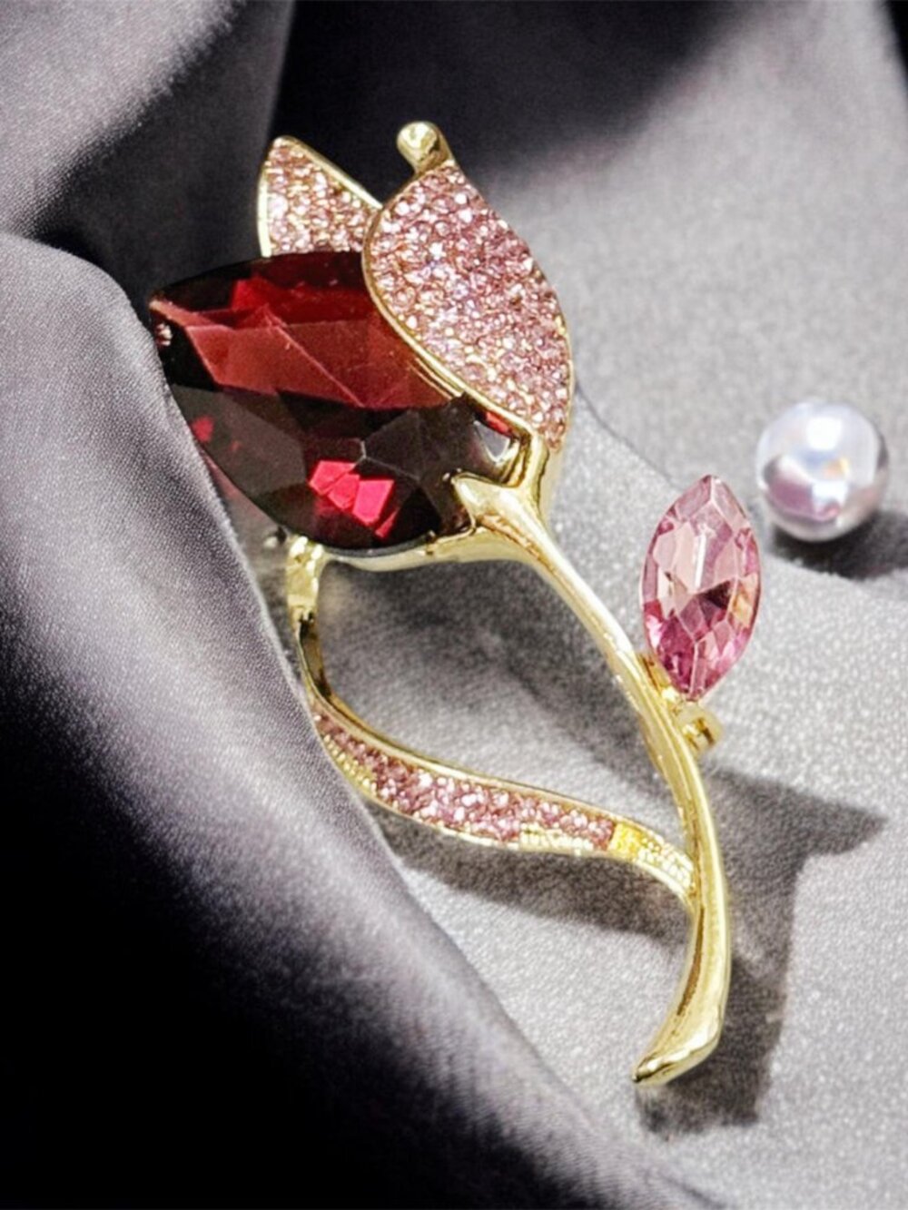 Purple Rhinestones brooch, Flower Brooches and Pins, formal dress accessory